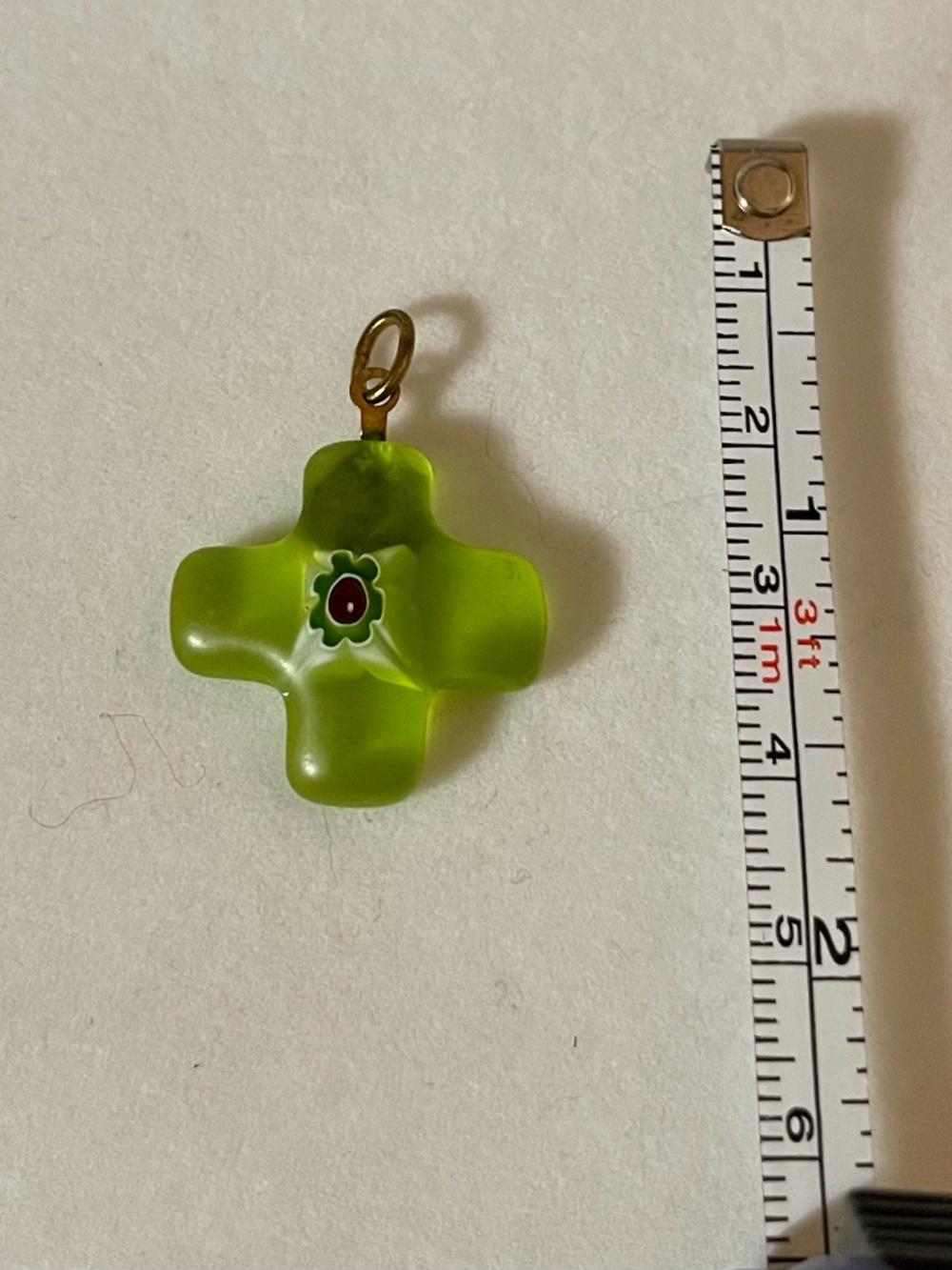 Vintage Millefiori Glass Cross Pendant